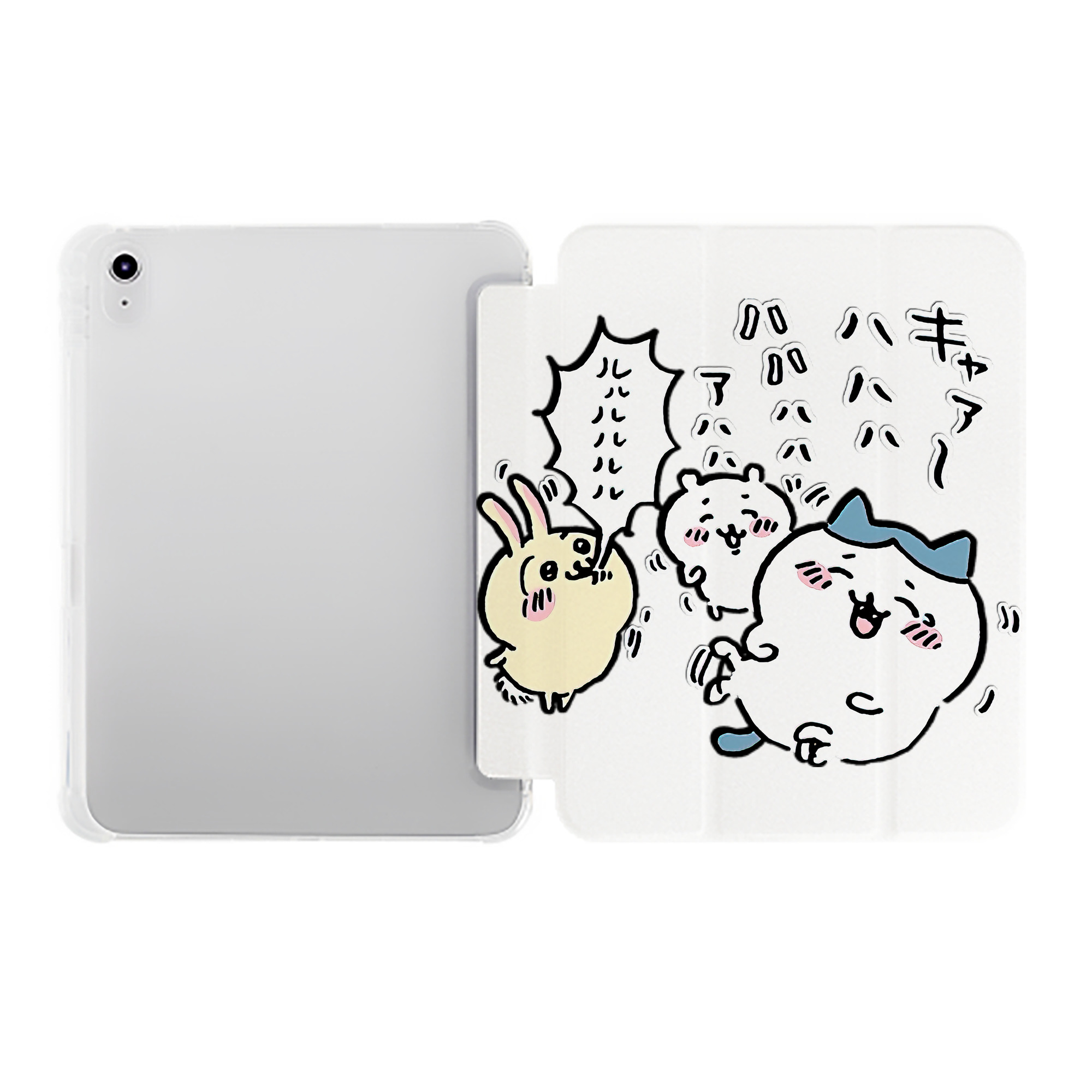 （画像用） ちいかわ うさぎ Chii-kawa usagi IPad ケース ペン収納付き 三つ折りスタンド PUレザー×シリコン 対応機種9.5/10.5/10.9インチ